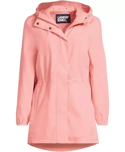 Women's Squall Packable Waterproof Raincoat - Sunset coral pink - LANDS' END (1)