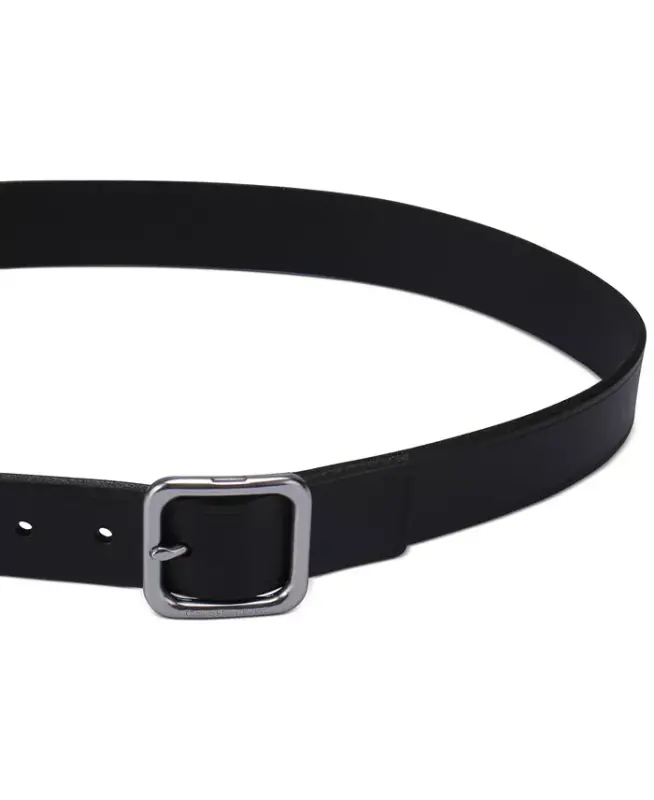 Women’s Square Center Bar Buckle Casual Leather Belt-Black - 3