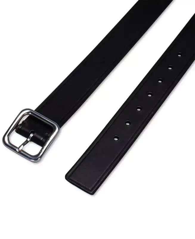 Women’s Square Center Bar Buckle Casual Leather Belt-Black - 4