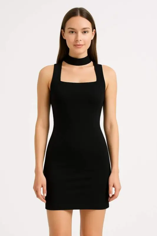 Women's Square Neck Sleeveless Sandy Fabric Opportunity Product Knee Length Dress - 1