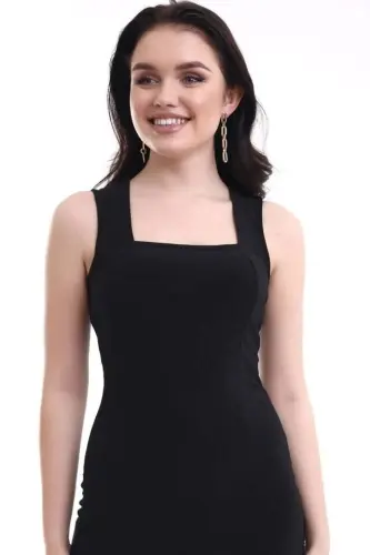 Women's Square Neck Sleeveless Sandy Fabric Opportunity Product Knee Length Dress - 5