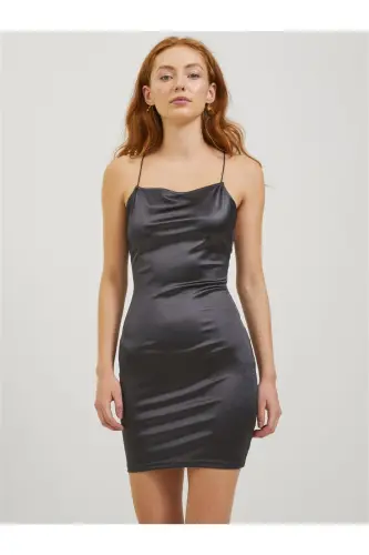 Women's Square Neck Slim Fit Black Dress (12248800) - JACK & JONES (1)
