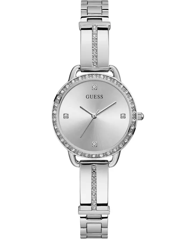 Women's Stainless Steel Semi-Bangle Bracelet Watch 30mm-Silver - 1
