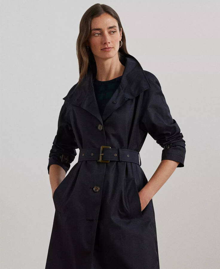 Women's Stand-Collar Maxi Trench Coat Dk Navy - 1