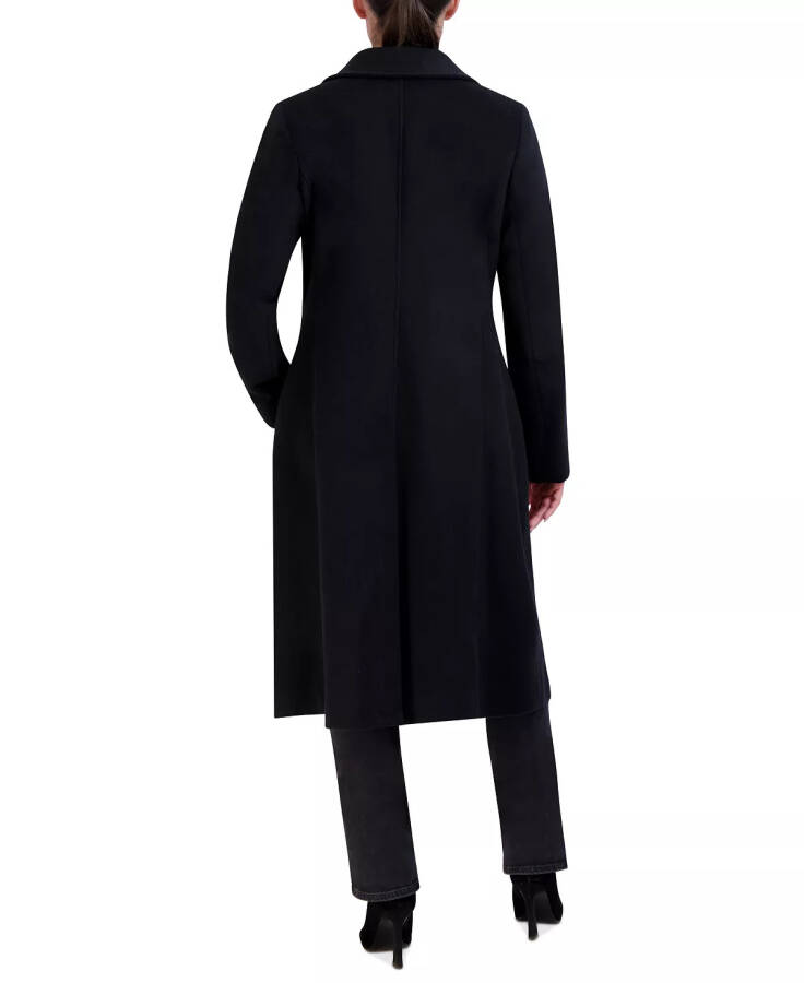 Womens Stand-Collar Single-Breasted Wool Blend Coat Black - 2