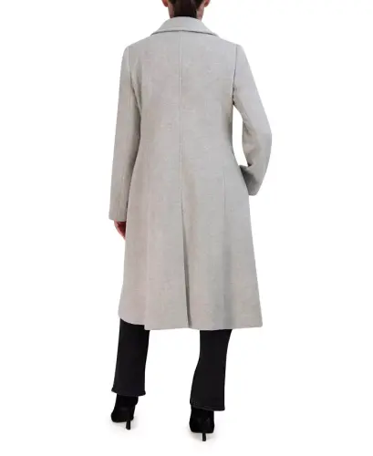 Womens Stand-Collar Single-Breasted Wool Blend Coat - Gray - 4