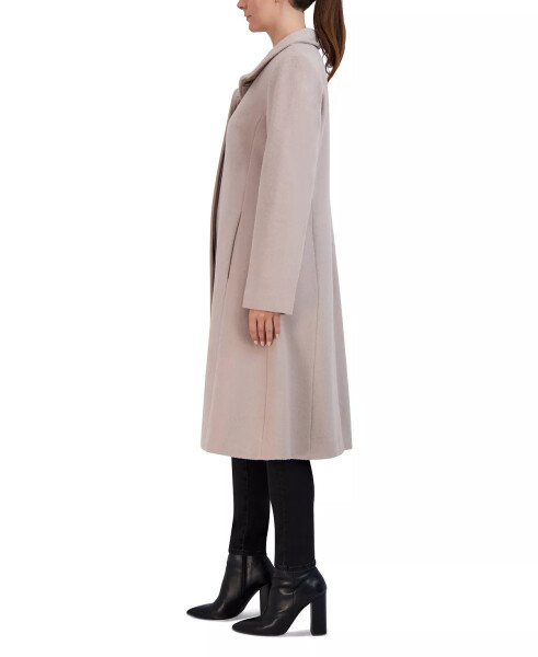 Womens Stand-Collar Single-Breasted Wool Blend Coat Stone - 3