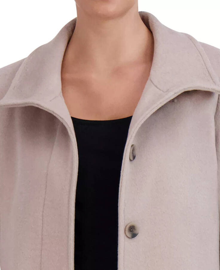 Womens Stand-Collar Single-Breasted Wool Blend Coat Stone - 5