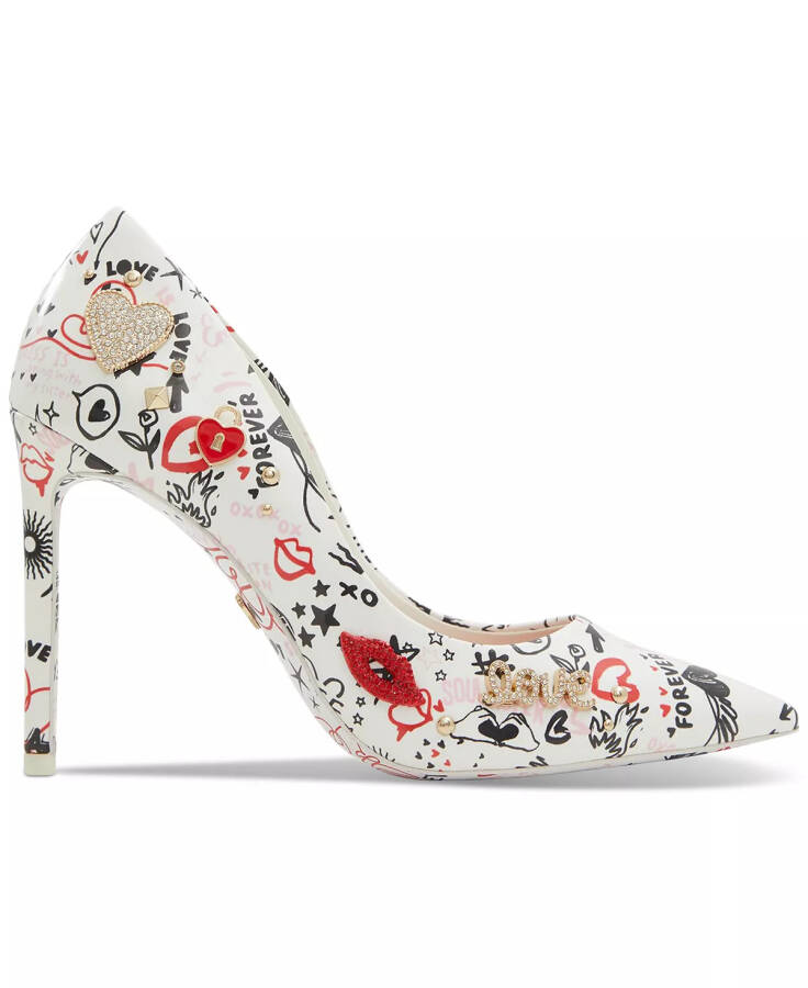 Women's Stessy 2.0 Printed Pointed-Toe Stiletto Pumps Patent White Love Print Multi - 2