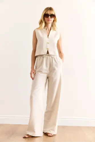 Women's Stone Accessory Linen Blend Set - 5