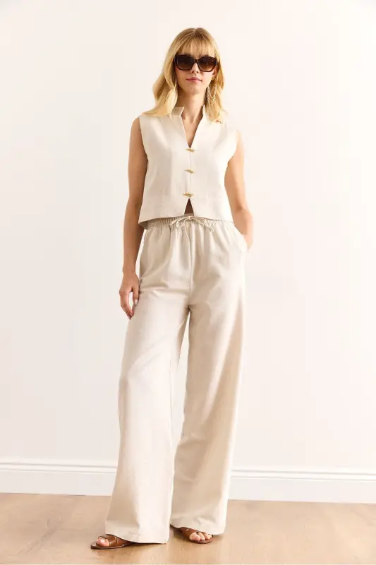 Women's Stone Accessory Linen Blend Set - 5