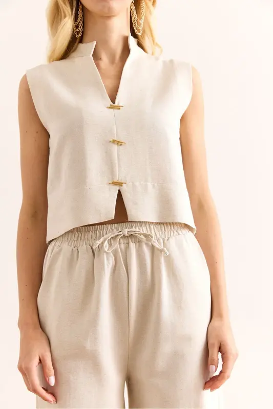 Women's Stone Accessory Linen Blend Set - 6