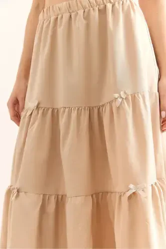 Women's Stone Bow Detailed Panelled Bell Skirt ETK-1900 - 6