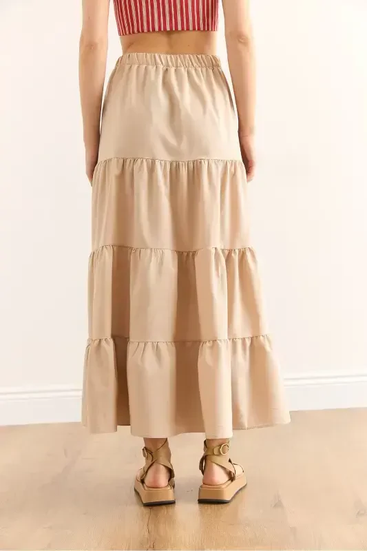 Women's Stone Bow Detailed Panelled Bell Skirt ETK-1900 - 7