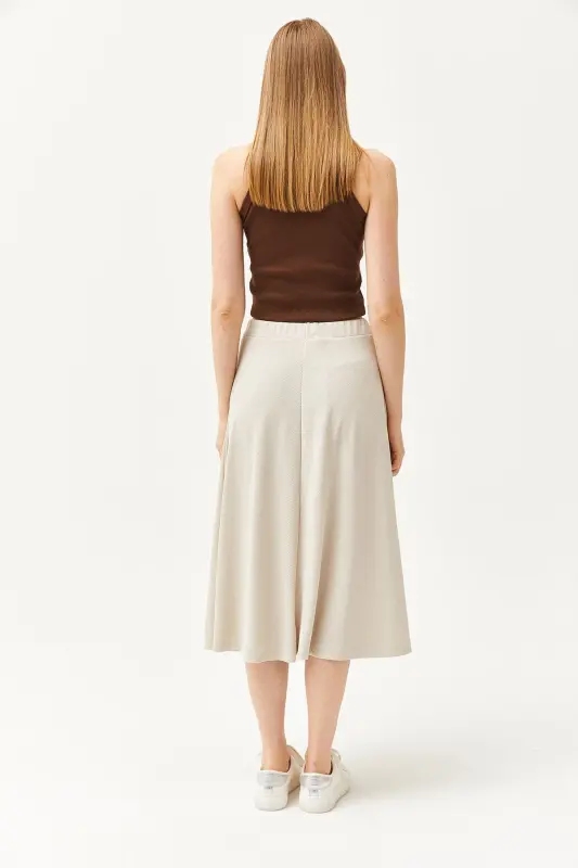 Women's Stone Elastic Waist Flowy Ruched Skirt ETK-190 - 6