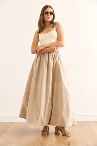 Women's Stone Elastic Waist Maxi Balloon Parachute Bell Skirt - 3