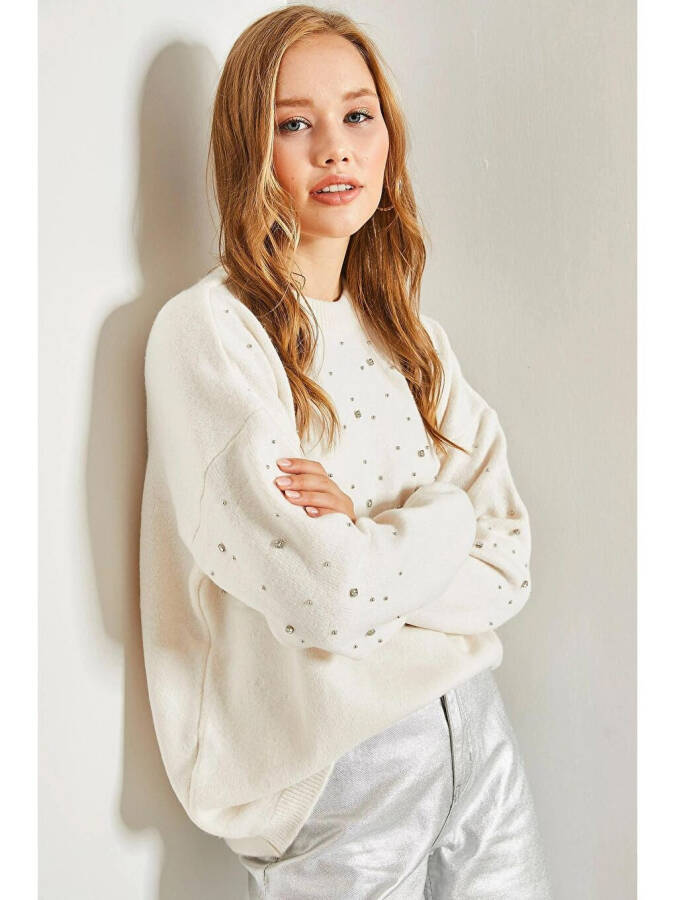 Women's Stone Embroidered Knit Sweater - 7