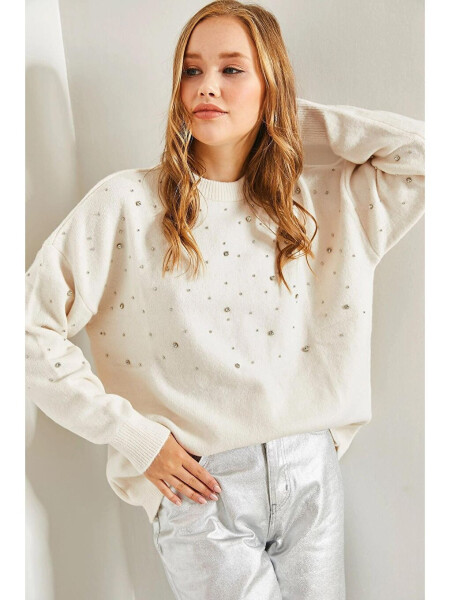 Women's Stone Embroidered Knit Sweater - 8