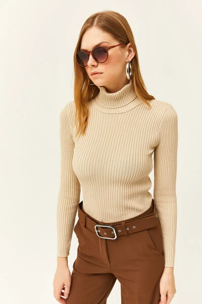 Women's Stone Full Fisherman Polylite Knitted Sweater KZK-19000758 - 5