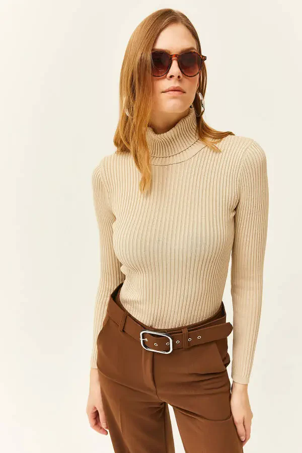 Women's Stone Full Fisherman Polylite Knitted Sweater KZK-19000758 - 6