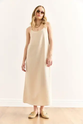 Women's Stone Hanger Adjustable Maxi Linen Content - 3