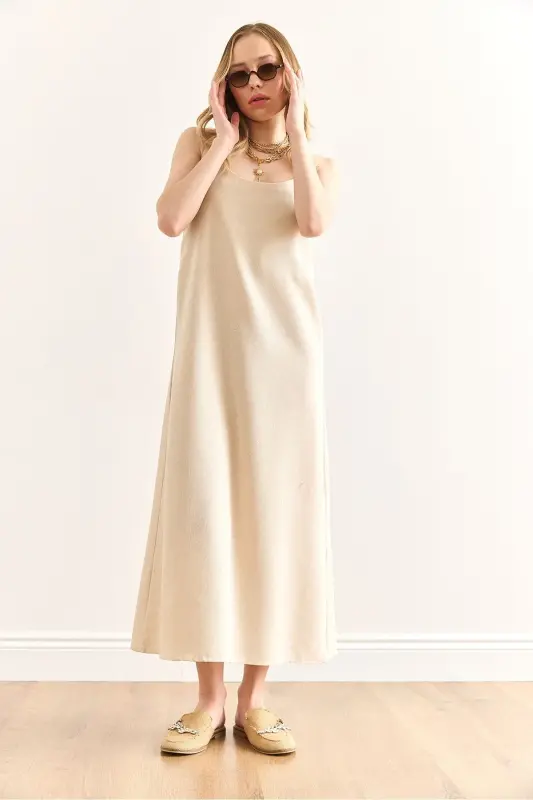 Women's Stone Hanger Adjustable Maxi Linen Content - 4