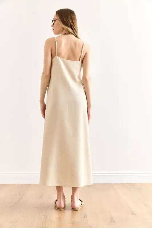 Women's Stone Hanger Adjustable Maxi Linen Content - 5