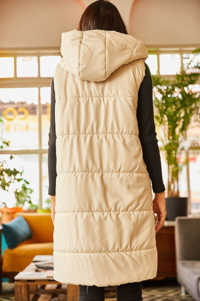 Women's Stone Hooded Pocket Puffy Vest YLK-19000007 - 7