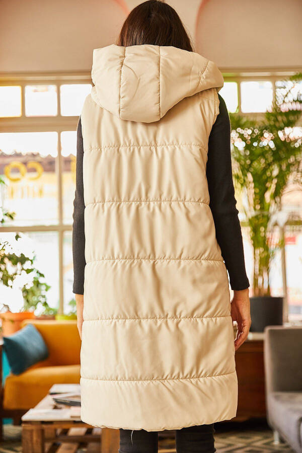 Women's Stone Hooded Pocket Puffy Vest YLK-19000007 - 7