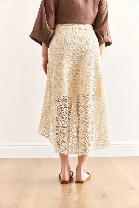 Women's Stone Lace-up Detailed Lined Asymmetric Cut G - 7