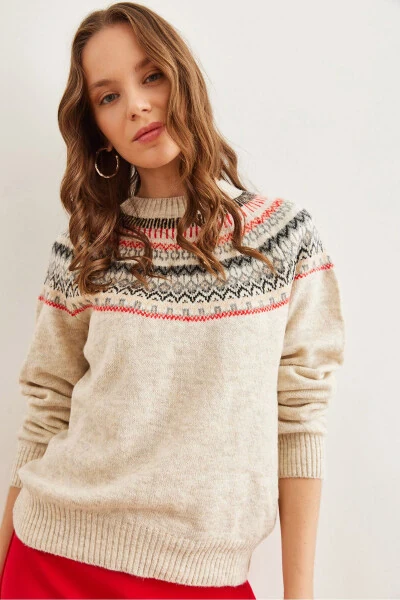 Women's Stone Neck Pattern Soft Texture Knitted Sweater KZK-19000846 - OLALOOK
