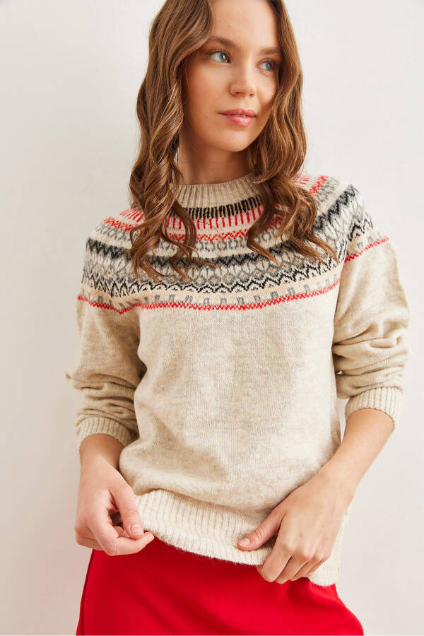 Women's Stone Neck Pattern Soft Texture Knitted Sweater KZK-19000846 - 3