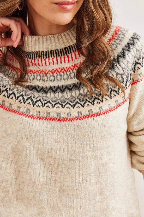 Women's Stone Neck Pattern Soft Texture Knitted Sweater KZK-19000846 - 5