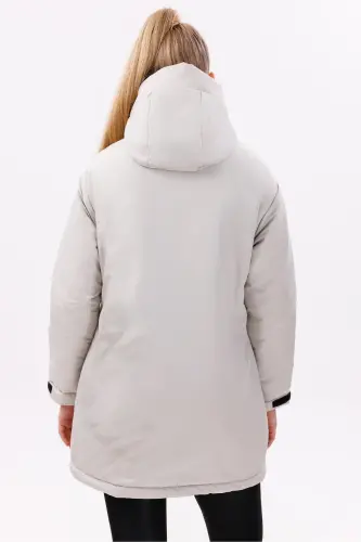 Women's Stone Polar Fleece Lined Water and Windproof Hooded Winter Coat & Jacket & Parka-Stone - 6