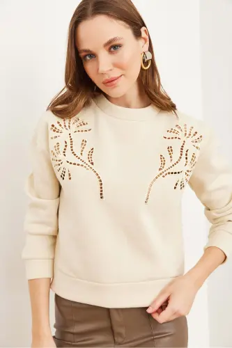 Women's Stone Robe Fisted Thistle Detailed Sweatshirt SWT-19000703 - 3