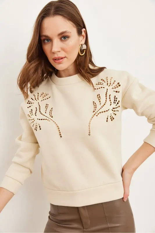 Women's Stone Robe Fisted Thistle Detailed Sweatshirt SWT-19000703 - 5