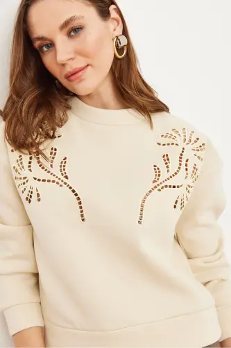 Women's Stone Robe Fisted Thistle Detailed Sweatshirt SWT-19000703 - 6