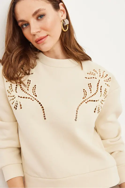 Women's Stone Robe Fisted Thistle Detailed Sweatshirt SWT-19000703 - 6