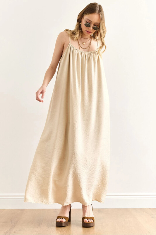 Women's Stone Strap Adjustable Lined Baggy Dress - 1