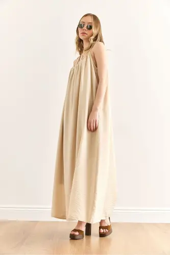 Women's Stone Strap Adjustable Lined Baggy Dress - OLALOOK (1)