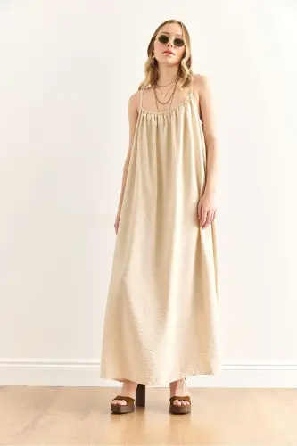 Women's Stone Strap Adjustable Lined Baggy Dress - 3