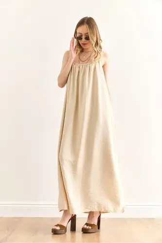 Women's Stone Strap Adjustable Lined Baggy Dress - 4