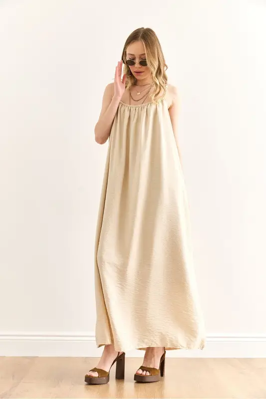 Women's Stone Strap Adjustable Lined Baggy Dress - 4