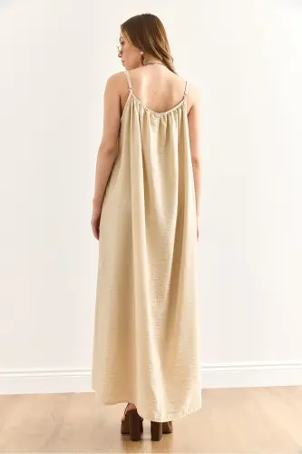 Women's Stone Strap Adjustable Lined Baggy Dress - 5