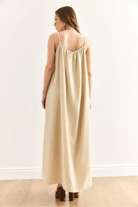 Women's Stone Strap Adjustable Lined Baggy Dress - 5