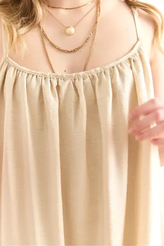 Women's Stone Strap Adjustable Lined Baggy Dress - 6