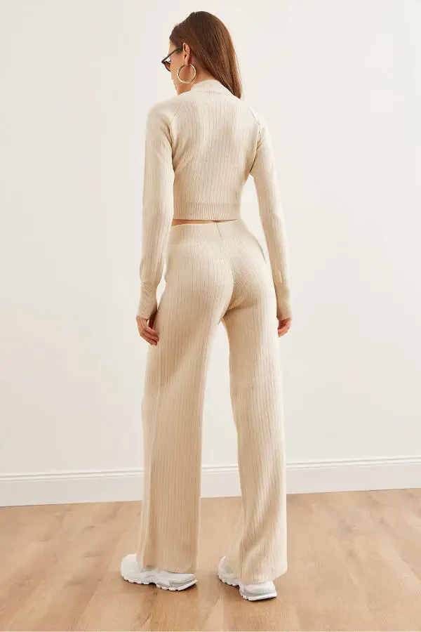 Women's Stone Upper Fingered Sweater Pants Knitwear Suit TKM-19000313 - 6