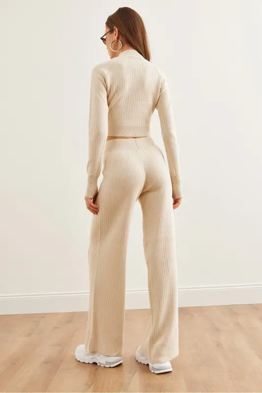 Women's Stone Upper Fingered Sweater Pants Knitwear Suit TKM-19000313 - 7