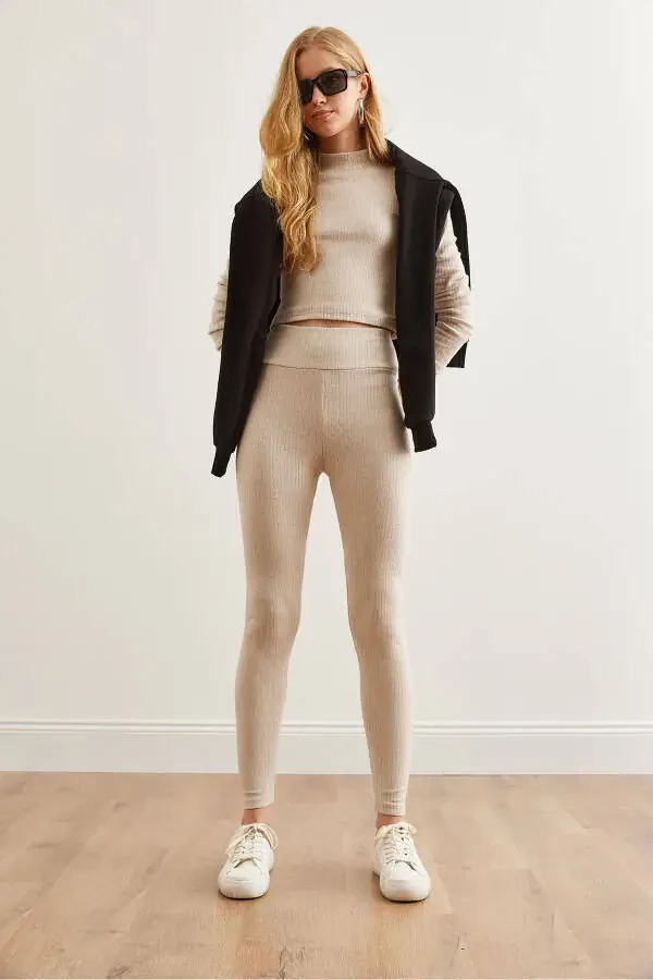 Women's Stone-Wickled Thistle Printed Top and Bottom Set TKM-19000304 - 5