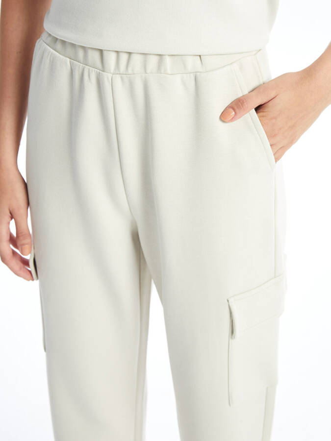 Women's Straight Interlock Cargo Sweatpants with Elastic Waistband - 11